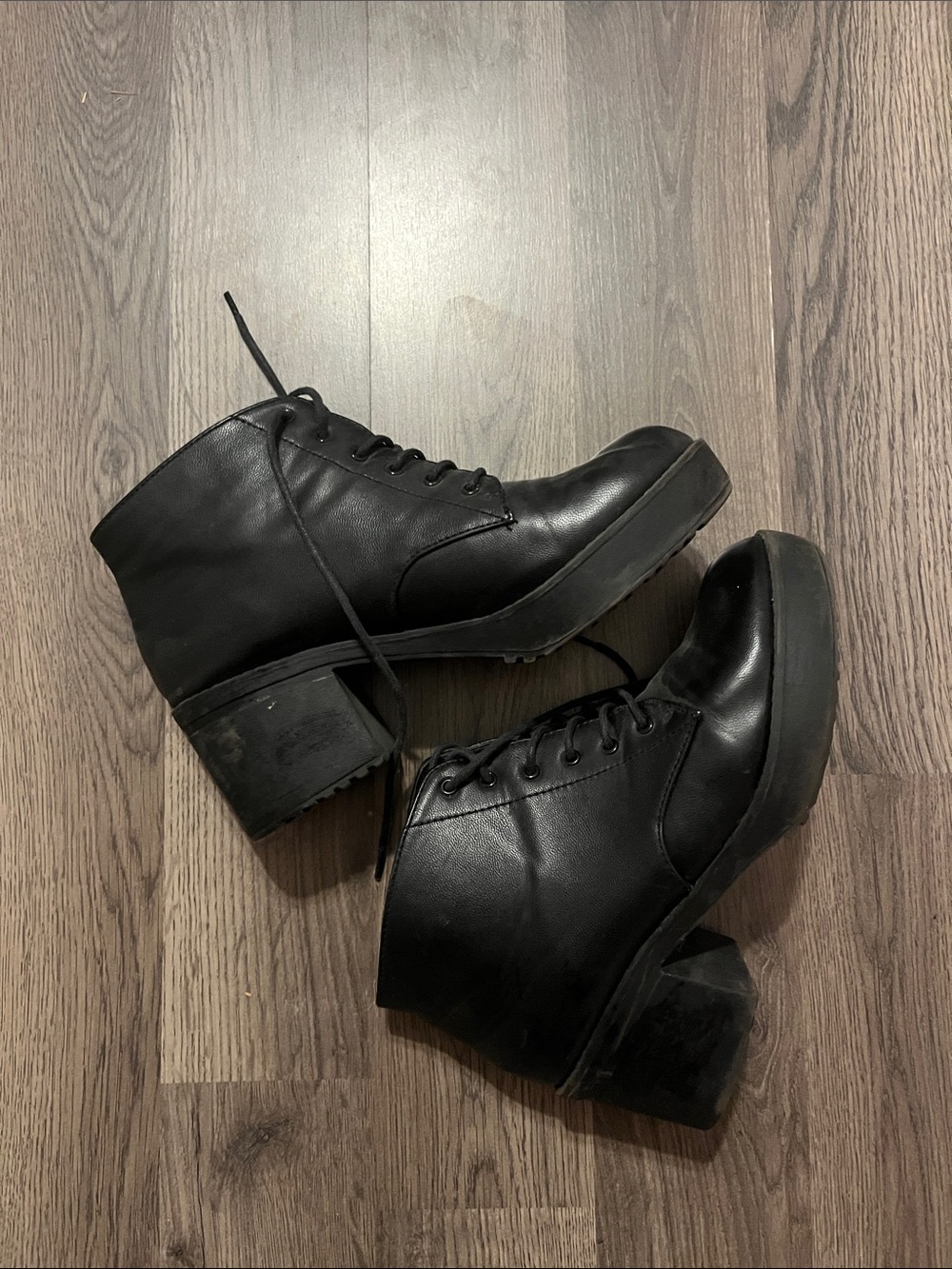 Black Lace-Up Platform Ankle Boots - Sleek Combat Style
